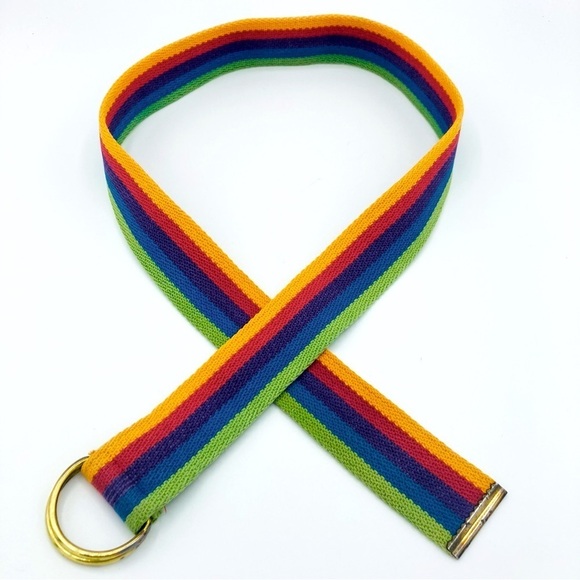 Vintage Rainbow Corded D-Ring Belt, S/M - Picture 2 of 11